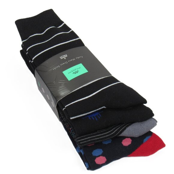 Mio Marino Men's Funky Dress Socks 4-Pack Navy Blue & Black Combo Size 10-13 - Picture 1 of 5